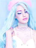 Long Turquoise Blue Wave Synthetic Lace Front Wig
