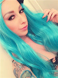 Long Turquoise Synthetic Lace Front Wig
