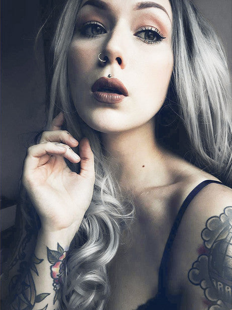 Long Wave Black To Grey Ombre Synthetic Lace Front Wig