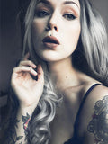 Long Wave Black To Grey Ombre Synthetic Lace Front Wig