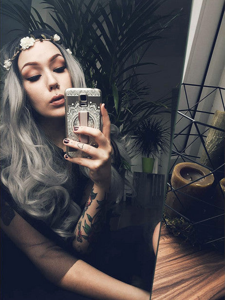 Long Wave Black To Grey Ombre Synthetic Lace Front Wig