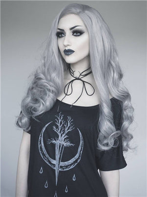 Long Young Silver Grey Wave Synthetic Lace Front Wig - FashionLoveHunter