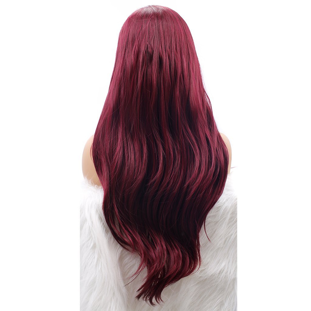 Long 99J Natural Wavy Synthetic Glueless Lace Front Wigs - Imstylewigs