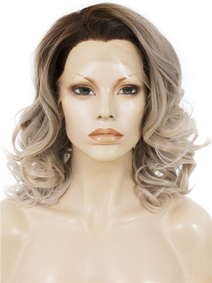 Balayage Blonde Short Wavy Synthetic Lace Front Wigs - Imstylewigs