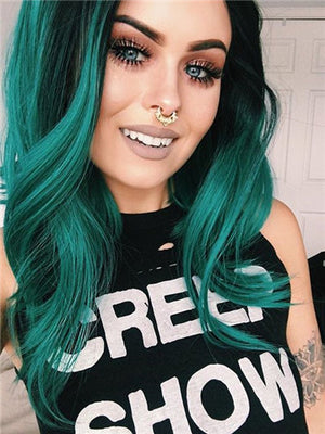Medium Cymbidium Green Ombre Synthetic Lace Front Wig - FashionLoveHunter