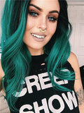 Medium Cymbidium Green Ombre Synthetic Lace Front Wig
