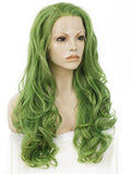 Mustard Eatage Green Wave Long Synthetic Lace Front Wig - FashionLoveHunter