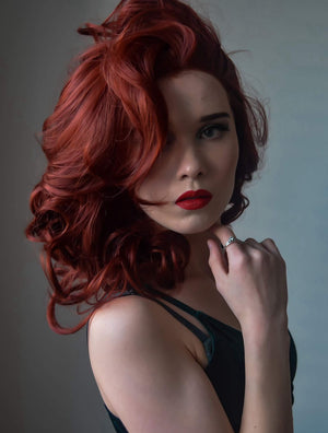Ginger Red Wavy Bob Lace Front Synthetic Wigs - Imstylewigs
