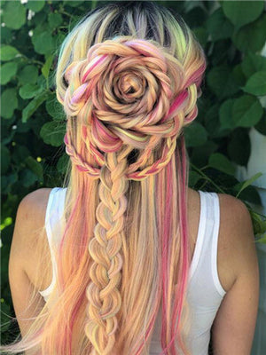 New Unicorn Long Florid Azalea Pink Synthetic Lace Front Wig