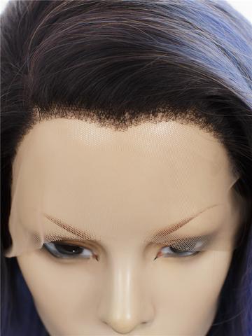 Ocean Blue Ombre Long Wavy Synthetic Lace Front Wig - FashionLoveHunter