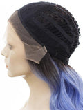 Ocean Blue Ombre Long Wavy Synthetic Lace Front Wig - FashionLoveHunter