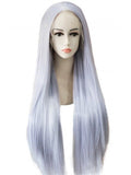 Pastel Light Silver Blue Lilac Long Synthetic Lace Front Wig - FashionLoveHunter