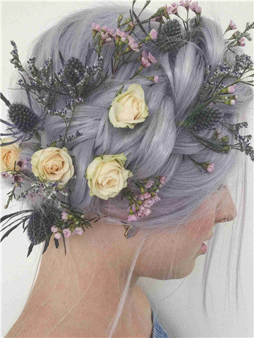 Pastel Light Silver Blue Lilac Long Synthetic Lace Front Wig - FashionLoveHunter
