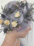 Pastel Light Silver Blue Lilac Long Synthetic Lace Front Wig - FashionLoveHunter