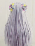 Pastel Light Silver Blue Lilac Long Synthetic Lace Front Wig - FashionLoveHunter