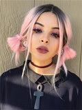 Peach Blossom Pink Bob Synthetic Lace Front Wig - FashionLoveHunter