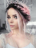 Peach Blossom Pink Bob Synthetic Lace Front Wig - FashionLoveHunter