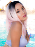 Peach Blossom Pink Bob Synthetic Lace Front Wig - FashionLoveHunter
