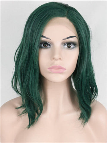Polaris Green Bob Wave Synthetic lace front wig  display picture 3