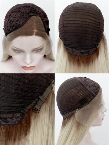 Best Seller Long Brown Golden Blonde Ombre Synthetic Lace Front Wig - FashionLoveHunter