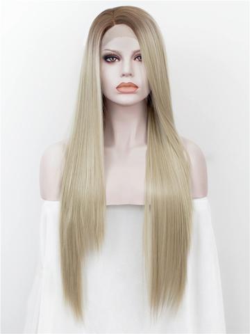 Best Seller Long Brown Golden Blonde Ombre Synthetic Lace Front Wig - FashionLoveHunter