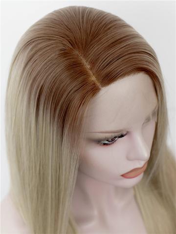 Best Seller Long Brown Golden Blonde Ombre Synthetic Lace Front Wig - FashionLoveHunter