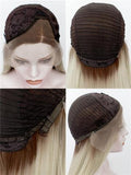 Best Seller Long Brown Golden Blonde Ombre Synthetic Lace Front Wig - FashionLoveHunter
