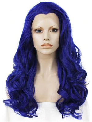 Dark Blue Drag Queen Wave Long Synthetic Lace Front Wig