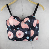 Sexy Printing Corset Nightclub Party Women Crop Top Built In Bra To Wear Outside Cropped Push Up Bustier
