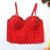 Crop Tops Rhinestone Lace Sexy Women Summer Push Up Cami Top Cropped To Wear Out Bralette Bra Corset