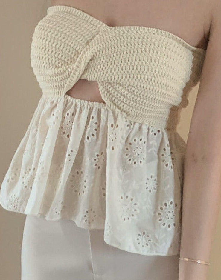 Summer Cross Cut Out Women Designer Patchwork Backless Corset Korean Chic Kawaii Party Tops