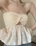 Summer Cross Cut Out Women Designer Patchwork Backless Corset Korean Chic Kawaii Party Tops