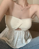 Summer Cross Cut Out Women Designer Patchwork Backless Corset Korean Chic Kawaii Party Tops