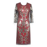 O Neck Formal Half Sleeve Women 1920s Vintage Gowns Tea Length Sequins Tulle Evening Dress