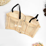 Crop Top Women Lace Mesh See Through Embroidery Sexy Cami Top With Cups Fashion Push Up Bustier Corset