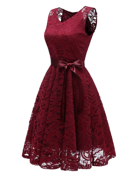 Special 1950s Lace Floral Bow Dress – FashionLoveHunter
