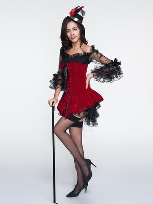 Halloween Steampunk Lace Corset Strapless Dress