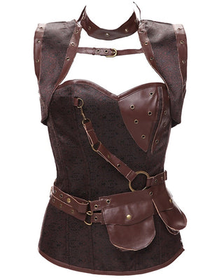 Brown Halloween Steampunk Leather Corset