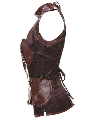 Brown Halloween Steampunk Leather Corset
