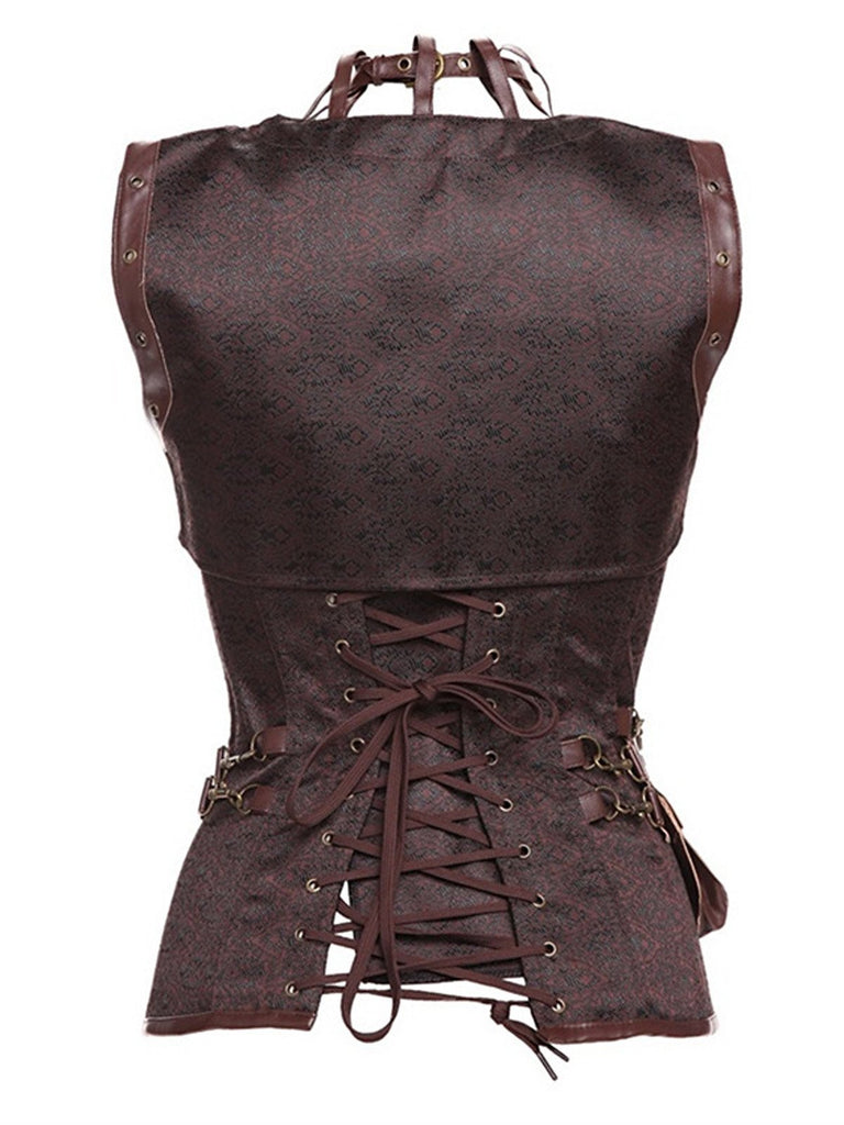 Brown Halloween Steampunk Leather Corset