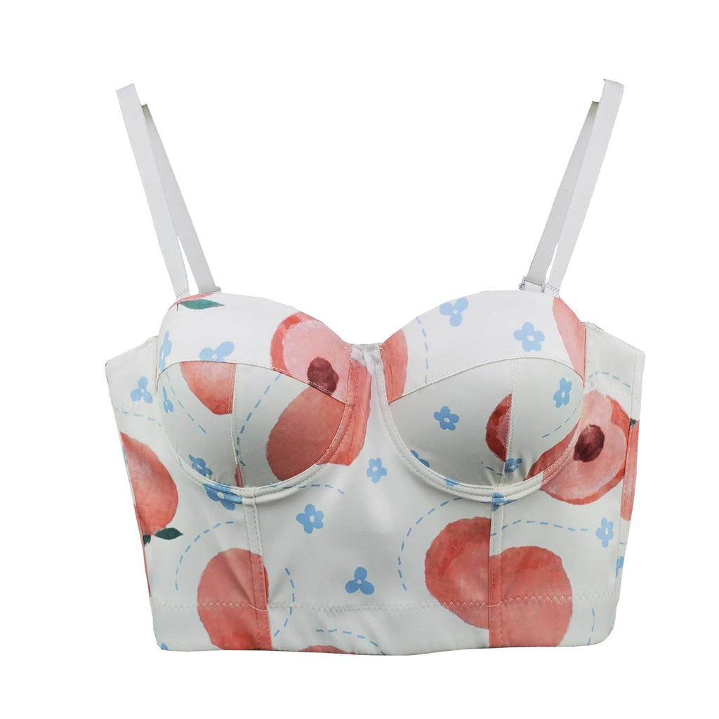 Sexy Printing Corset Nightclub Party Women Crop Top Built In Bra To Wear Outside Cropped Push Up Bustier