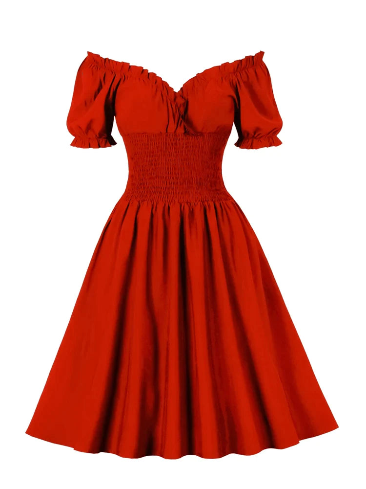 Off Shoulder Red Christmas Birthday Dress for Women Sexy V Neck Prom E –  FashionLoveHunter