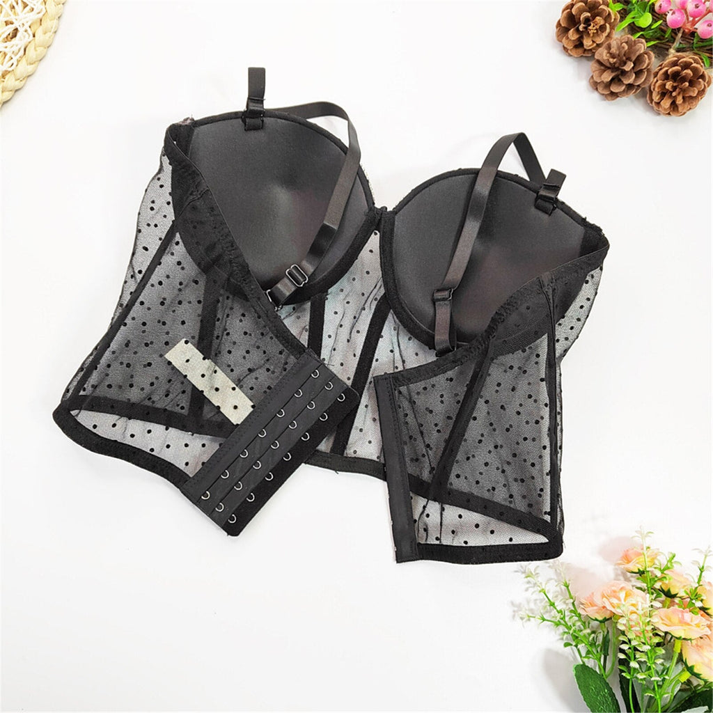 2022 Harness Corset Nightclub Crop Top Rhinestones Bra See Through Women Top With Cups Push Up Bustier