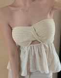 Summer Cross Cut Out Women Designer Patchwork Backless Corset Korean Chic Kawaii Party Tops