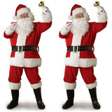 Red Deluxe Velvet 9-piece Christmas Party Men Children Family Costume Santa Claus Adult Christmas Cosplay Costume