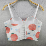 Sexy Printing Corset Nightclub Party Women Crop Top Built In Bra To Wear Outside Cropped Push Up Bustier