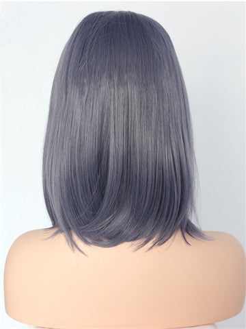 Short Leaden Straight Bob Synthetic Lace Front Wig - FashionLoveHunter