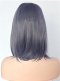 Short Leaden Straight Bob Synthetic Lace Front Wig - FashionLoveHunter
