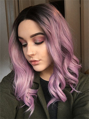 Short Ash Pink Ombre Bob Synthetic Lace Front Wig