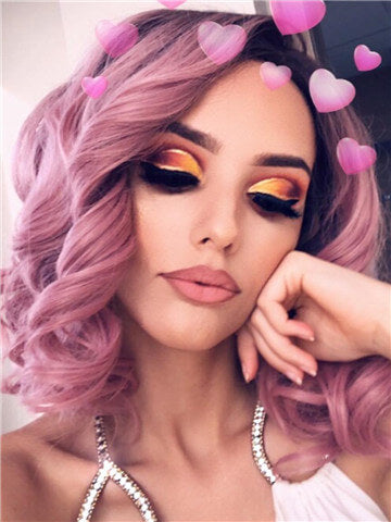 Short Ash Pink Ombre Bob Synthetic Lace Front Wig  display picture 2